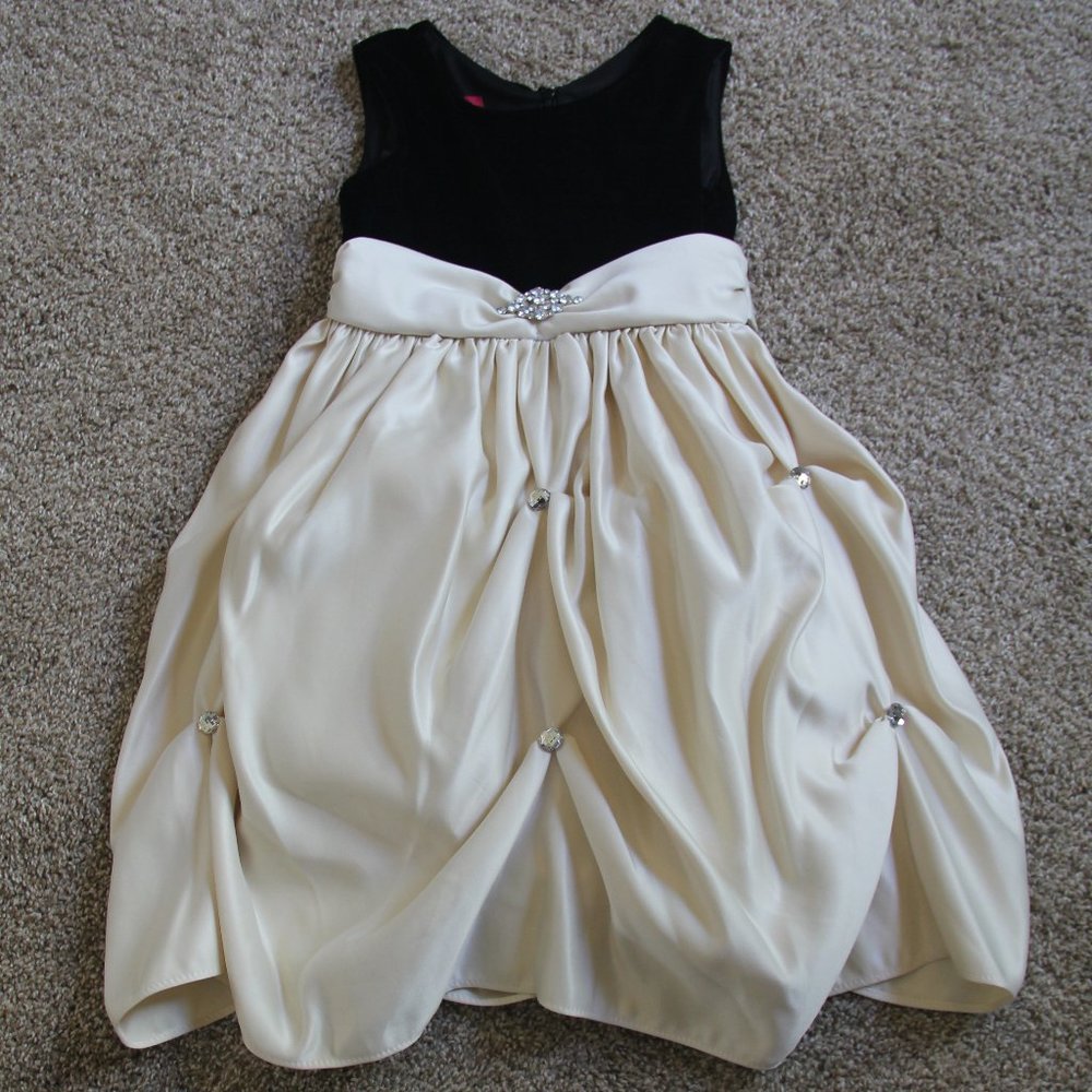 Girls 6X Princess Faith Champagne & Black Dress w/ Rhinestones - Toddler & Girls